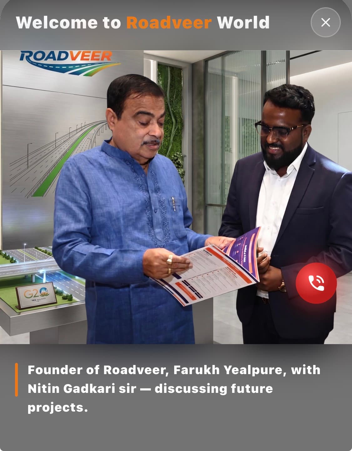 Farukh Yelapure with Hon. Shri Nitin Gadkari Ji, Minister of Road Transport & Highways